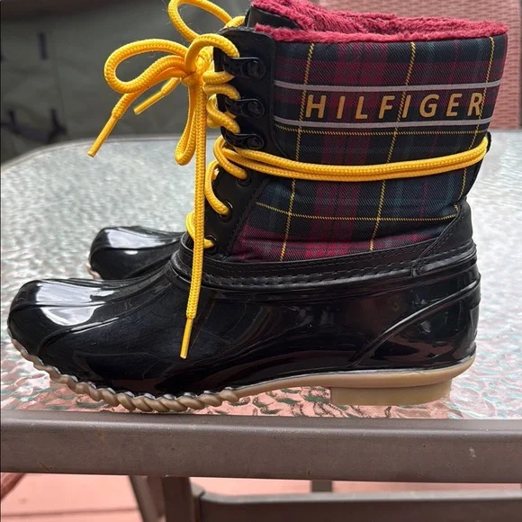 Hilfiger Plaid and Black Duck Boots - Picture 3 of 8